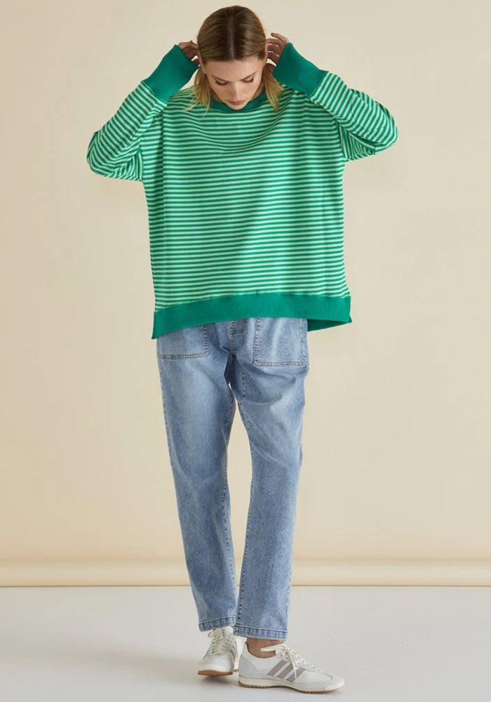 Load image into Gallery viewer, BETTY BASICS COVE SWEAT - GREEN STRIPE