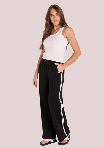 FEATHER + NOISE NOAH FULL LENGTH WIDE LEG PANT - BLACK