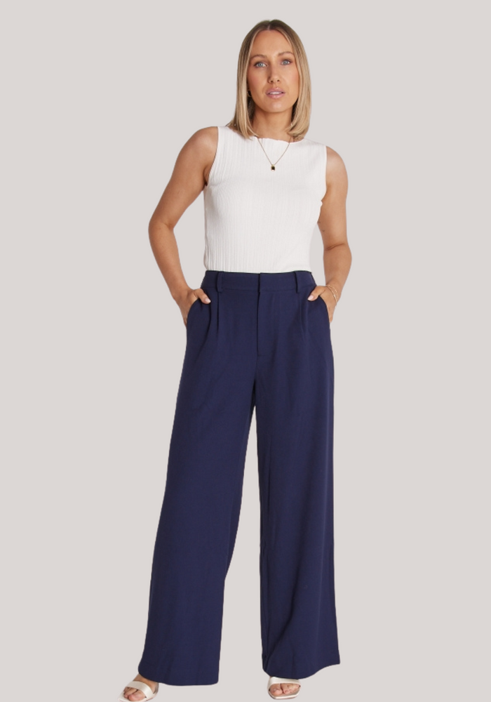 Load image into Gallery viewer, FEATHER + NOISE ANDIE PANT - NAVY