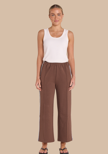 FEATHER + NOISE NOAH CROPPED PANT - CHOCOLATE BLUE STRIPE