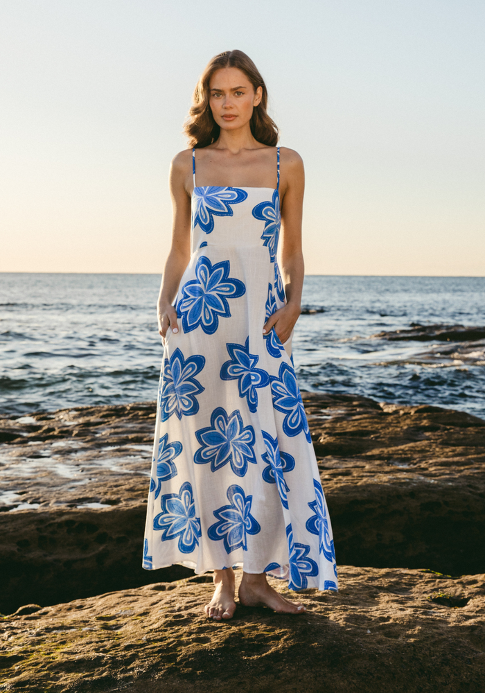 Load image into Gallery viewer, SORRENTO MAXI DRESS - BLUE PRINT