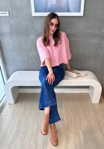 DAISY CROPPED CARDIGAN - PINK