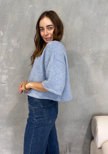 DAISY CROPPED CARDIGAN - BLUE