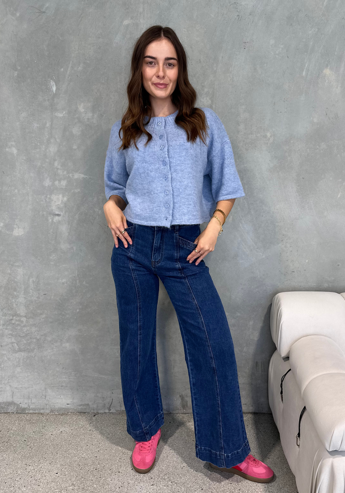 Load image into Gallery viewer, DAISY CROPPED CARDIGAN - BLUE