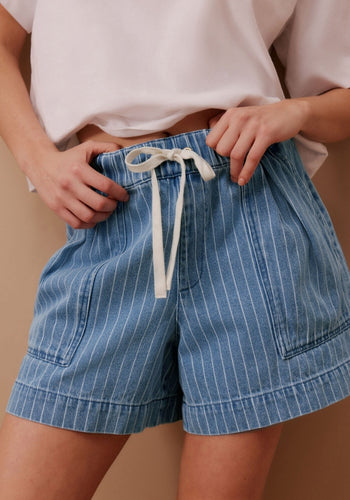 CERES LIFE DARCY RELAXED EVERYDAY SHORT - INDIGO STRIPE
