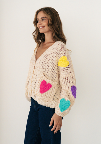 CASSIA HEART CARDIGAN - CREAM