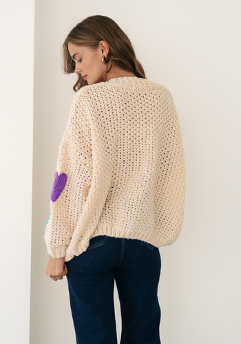 CASSIA HEART CARDIGAN - CREAM