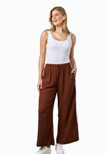 CODI RELAXED LINEN PANTS - CHOCOLATE