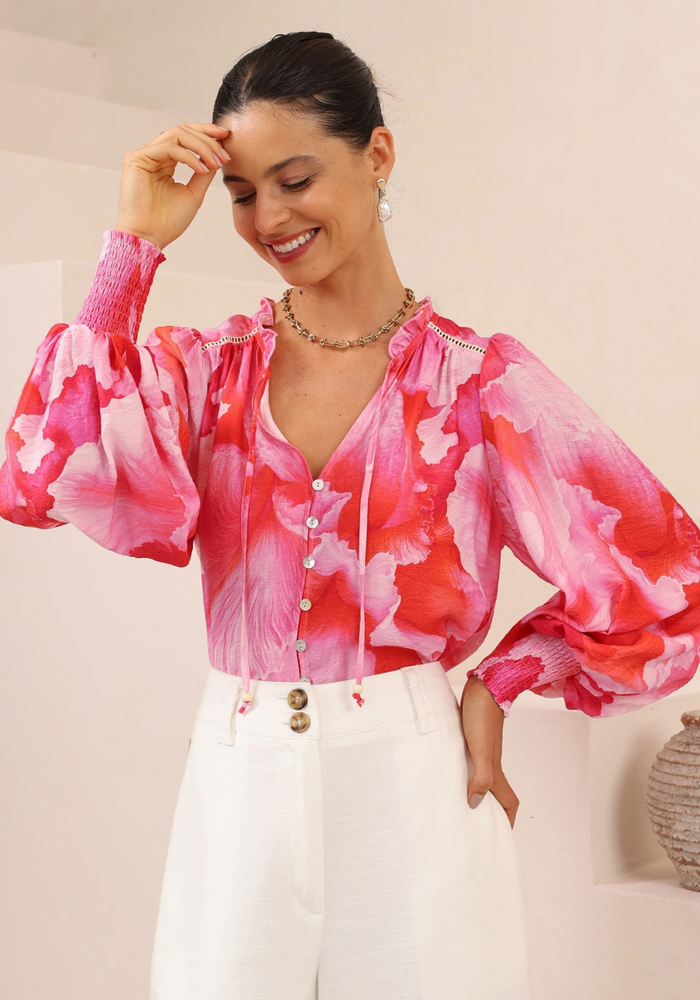 Load image into Gallery viewer, OLIVIA BLOUSE - PINK PRINT
