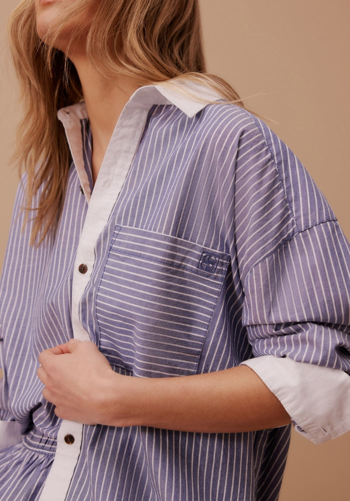 Load image into Gallery viewer, CERES LIFE PETA OVERSIZED SHIRT - BLUE STRIPE