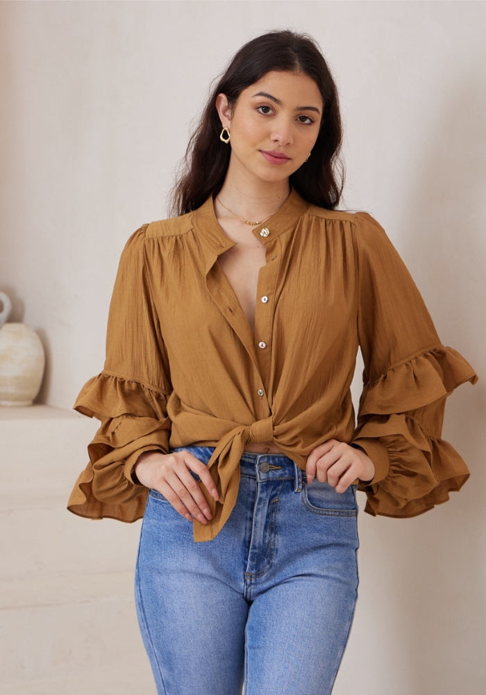 Load image into Gallery viewer, ASPEN BLOUSE - BROWN