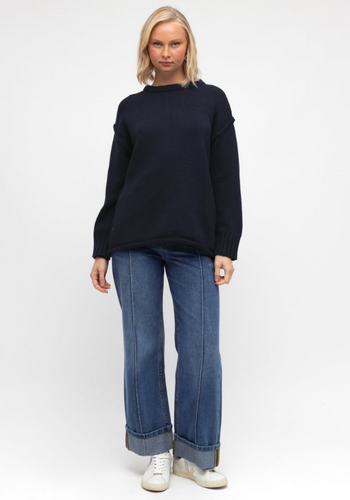 CLARA RELAXED COTTON KNIT - NAVY