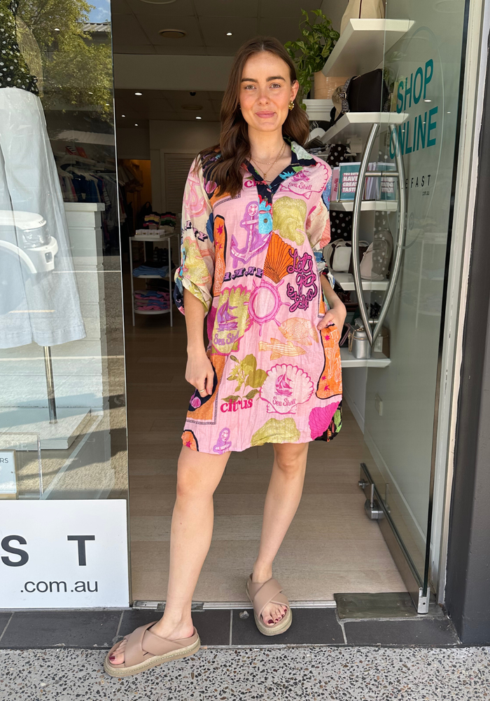 Load image into Gallery viewer, LULALIFE MELROSE SHIRTMAKER DRESS - MULTI
