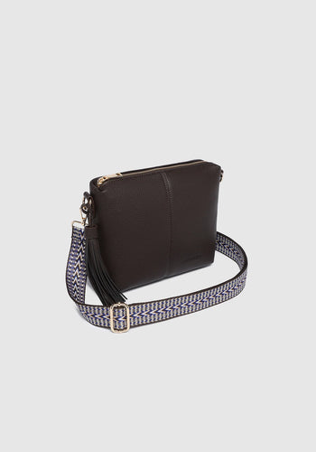 LOUENHIDE KASEY STRIPE CROSSBODY BAG - CHOCOLATE
