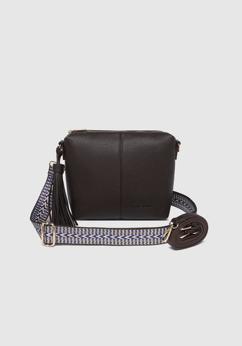 LOUENHIDE KASEY STRIPE CROSSBODY BAG - CHOCOLATE