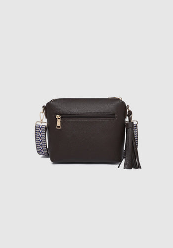 LOUENHIDE KASEY STRIPE CROSSBODY BAG - CHOCOLATE