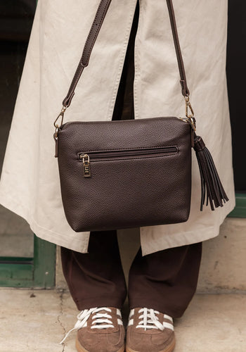 LOUENHIDE KASEY STRIPE CROSSBODY BAG - CHOCOLATE