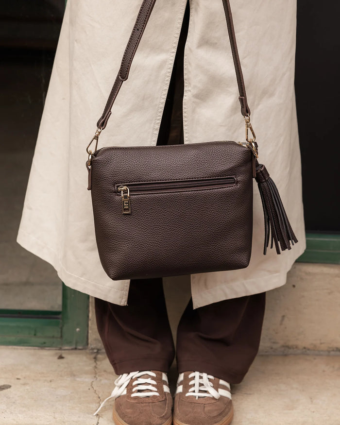 Load image into Gallery viewer, LOUENHIDE KASEY STRIPE CROSSBODY BAG - CHOCOLATE