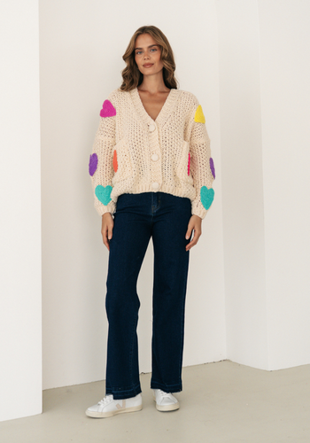 CASSIA HEART CARDIGAN - CREAM