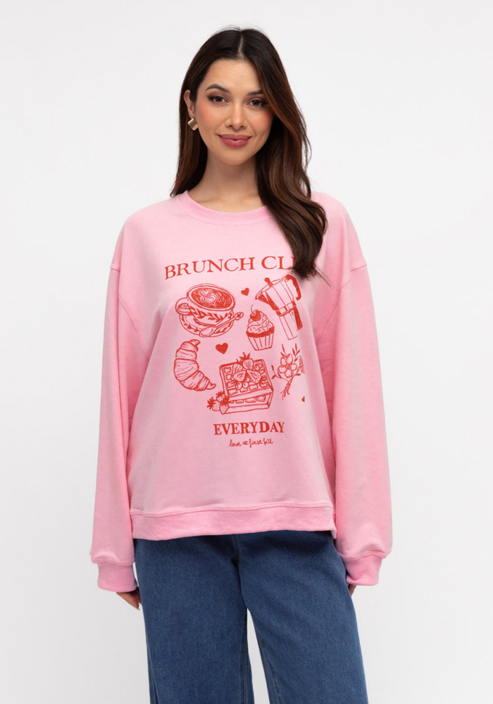 Load image into Gallery viewer, BRUNCH CLUB SLOUCHY CREW NECK - PINK