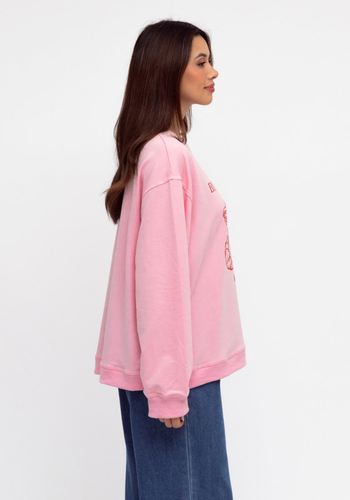 BRUNCH CLUB SLOUCHY CREW NECK - PINK