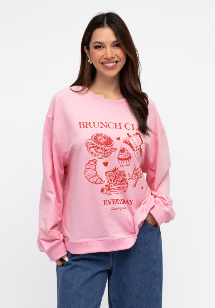Load image into Gallery viewer, BRUNCH CLUB SLOUCHY CREW NECK - PINK