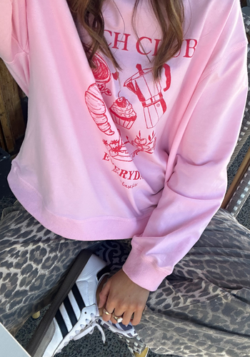 BRUNCH CLUB SLOUCHY CREW NECK - PINK