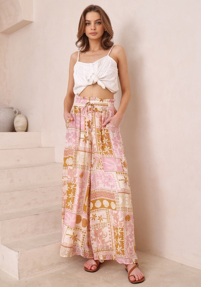 Load image into Gallery viewer, JASMIN RELAXED PANT - PINK PRINT