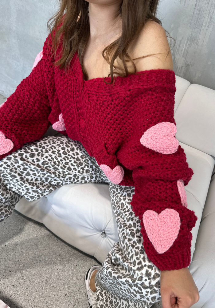Load image into Gallery viewer, CASSIA HEART CARDIGAN - RED