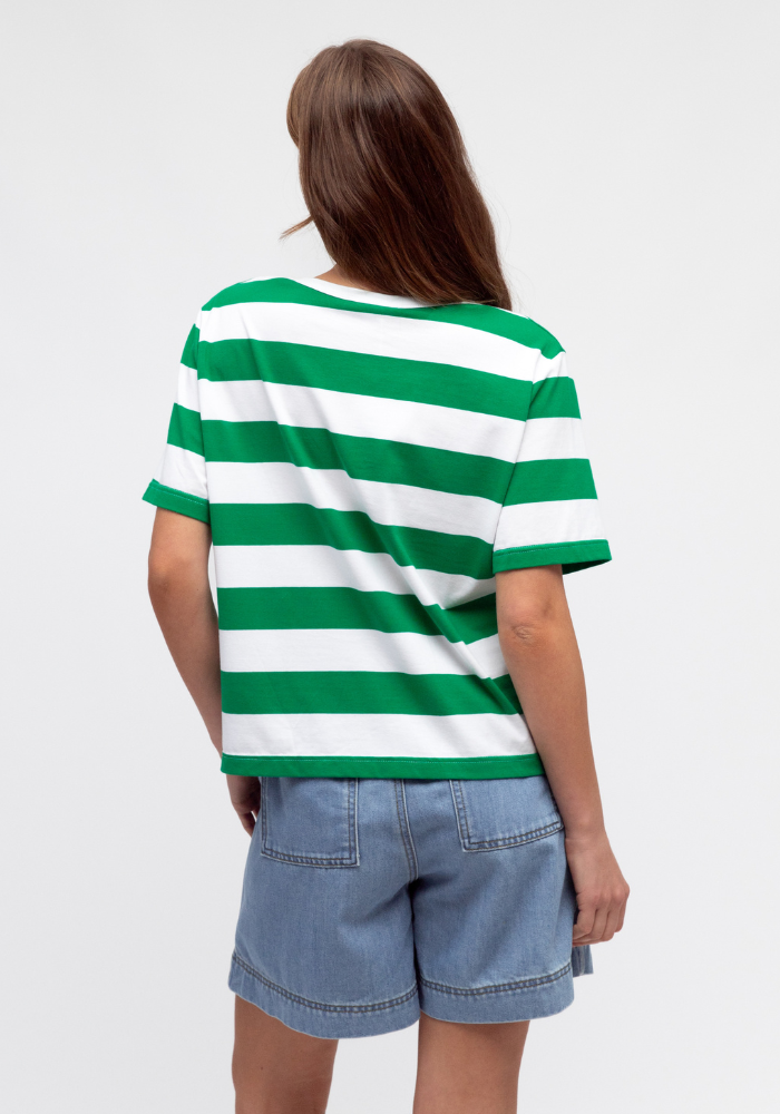Load image into Gallery viewer, URBAN MIRAGE STRIPE TEE - GREEN STRIPE
