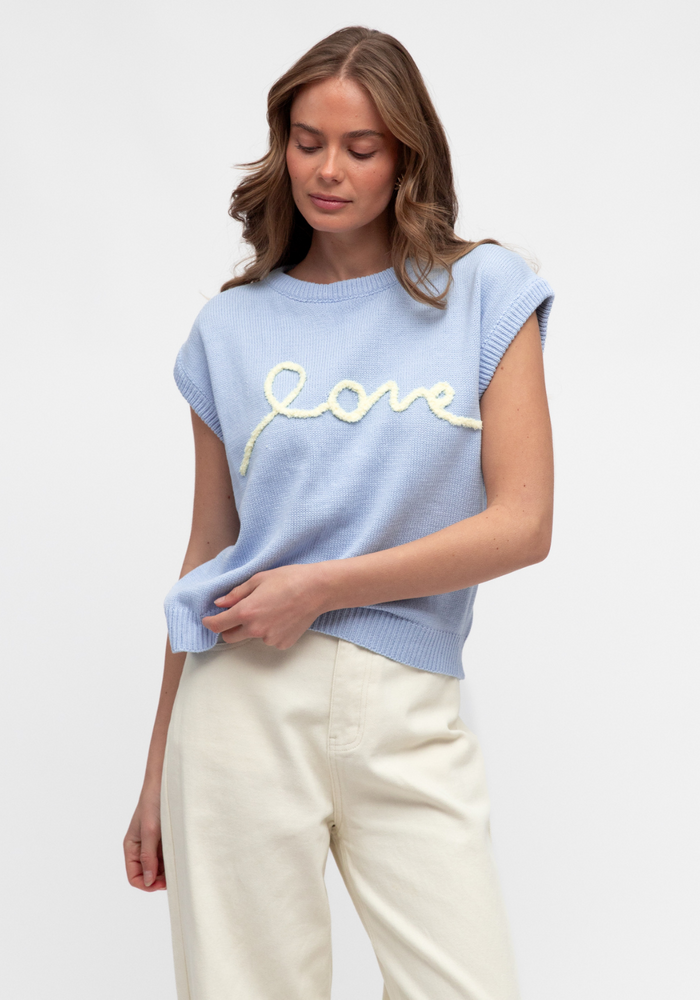 Load image into Gallery viewer, LOVER KNITED VEST - BABY BLUE