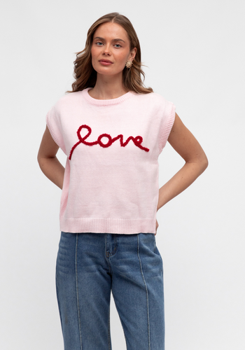 LOVER KNITED VEST - BABY PINK