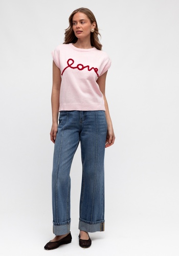 LOVER KNITED VEST - BABY PINK