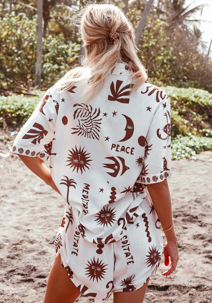 Load image into Gallery viewer, PALM COLLECTIVE MEDITATION BLOUSE - MOONLIT PRINT