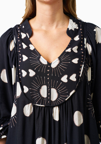 RODGERS BATWING MIDI DRESS - BLACK SPOT PRINT