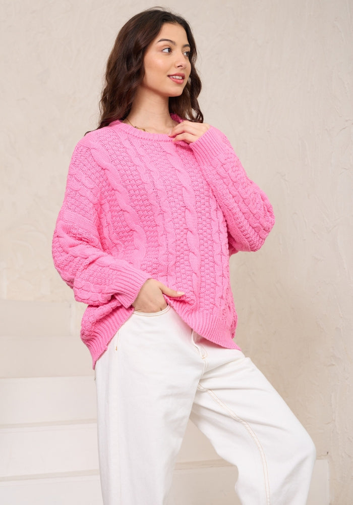 Load image into Gallery viewer, LEXIE CABLE KNIT - LOLLIE PINK