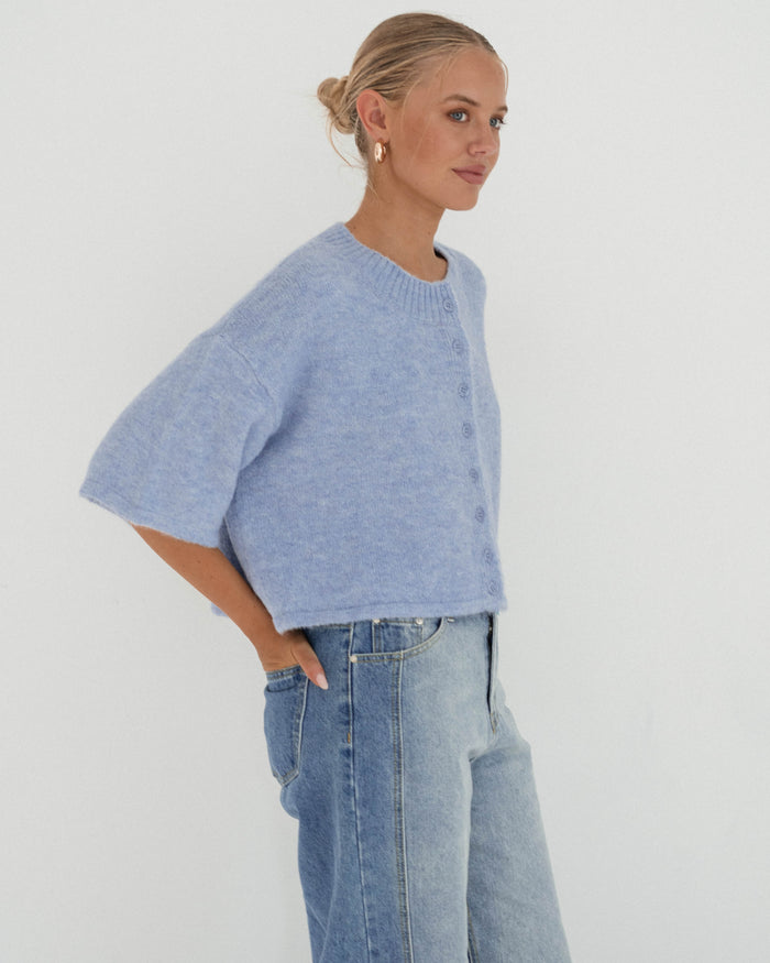 Load image into Gallery viewer, DAISY CROPPED CARDIGAN - BLUE