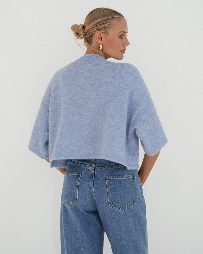 Load image into Gallery viewer, DAISY CROPPED CARDIGAN - BLUE