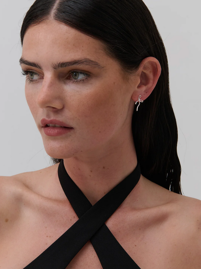 Load image into Gallery viewer, MAISON BOW STERLING SILVER EARRINGS - SILVER