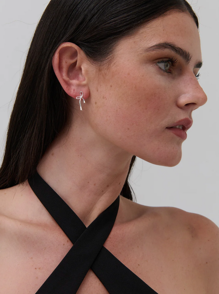 Load image into Gallery viewer, MAISON BOW STERLING SILVER EARRINGS - SILVER