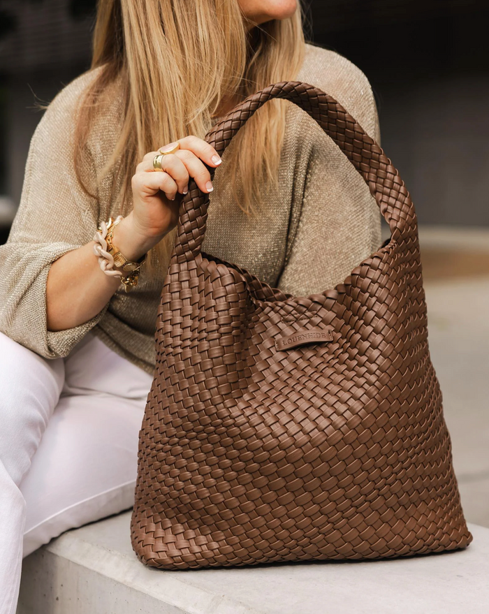 Load image into Gallery viewer, LOUENHIDE GABBY WOVEN SHOULDER BAG - CHOCOLATE