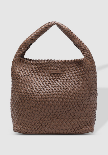 LOUENHIDE GABBY WOVEN SHOULDER BAG - CHOCOLATE