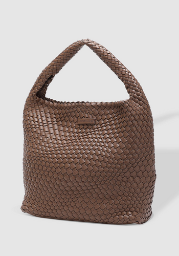 LOUENHIDE GABBY WOVEN SHOULDER BAG - CHOCOLATE