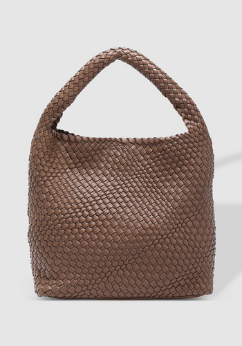 LOUENHIDE GABBY WOVEN SHOULDER BAG - CHOCOLATE