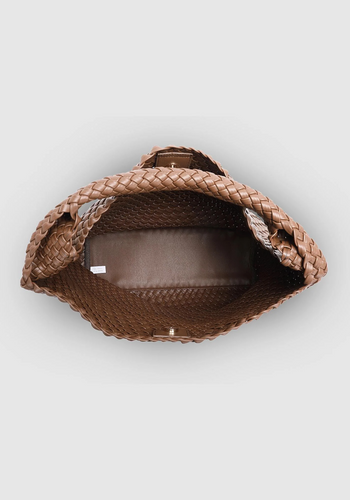 LOUENHIDE GABBY WOVEN SHOULDER BAG - CHOCOLATE