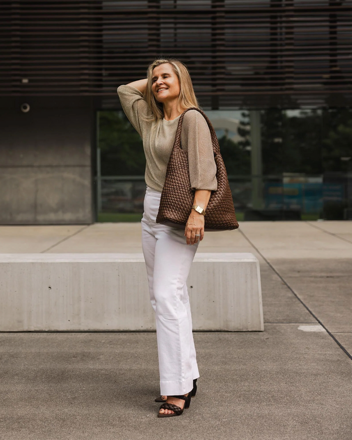 Load image into Gallery viewer, LOUENHIDE GABBY WOVEN SHOULDER BAG - CHOCOLATE
