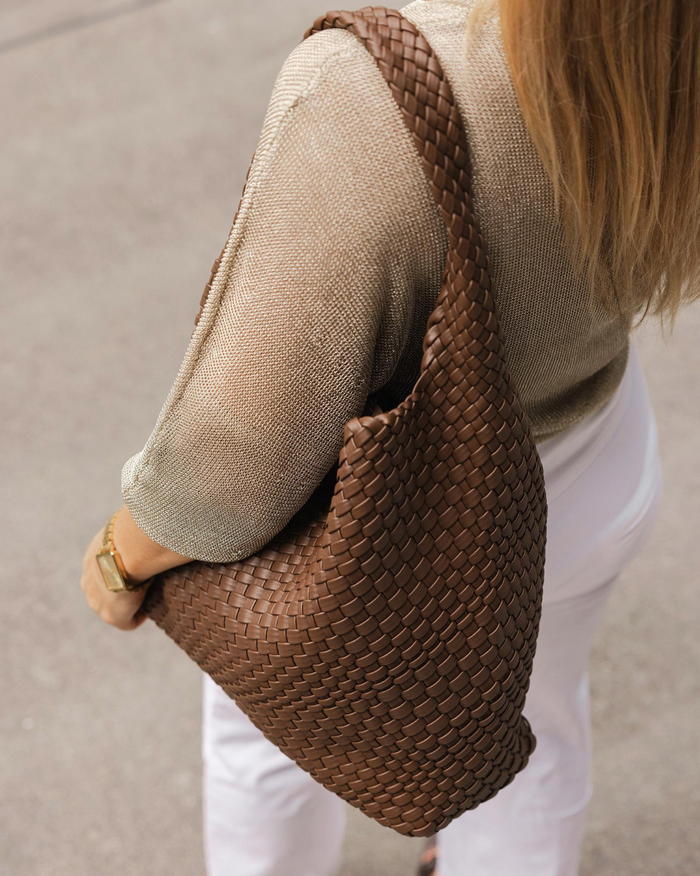 Load image into Gallery viewer, LOUENHIDE GABBY WOVEN SHOULDER BAG - CHOCOLATE