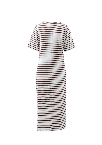 CERES LIFE ALLORA TIE MIDI TEE DRESS - CHOC STRIPE