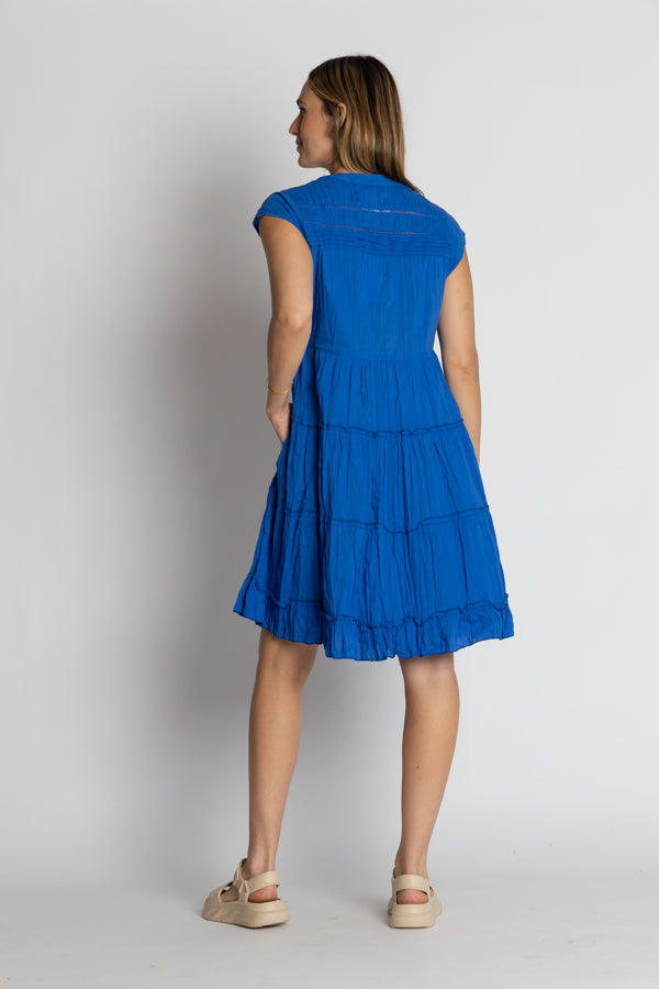 Load image into Gallery viewer, LULALIFE SHAYNA TIERED COTTON DRESS - OCEAN