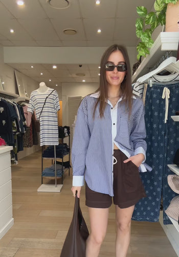 CERES LIFE PETA OVERSIZED SHIRT - BLUE STRIPE